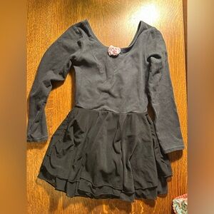 Black Long Sleeve Ballet Leotard with Pink Flower Accent~Size SC